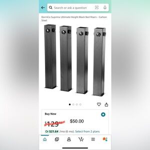 Black Bed Risers - Carbon Steel for Dorm